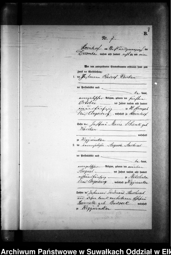 image.from.unit.number "Heiraths-Neben-Register des Preussischen Standes-Amtes Gr. Strengeln Kreis Angerburg"