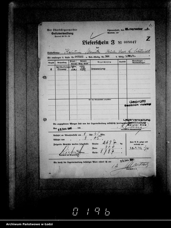 Obraz 15 z jednostki "Lebensmitteleinkauf. Aufträge, [Lieferscheinen und Rechnungen] 16971-17525 [Dostawa produktów żywnościowych do Getta]"