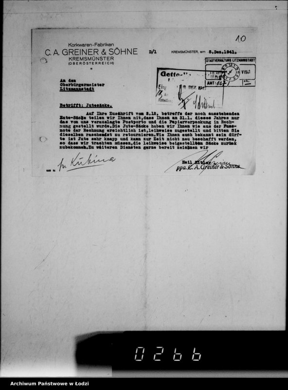 Obraz 14 z jednostki "Jute-Leinen Säcke [Dostawa do Getta]"