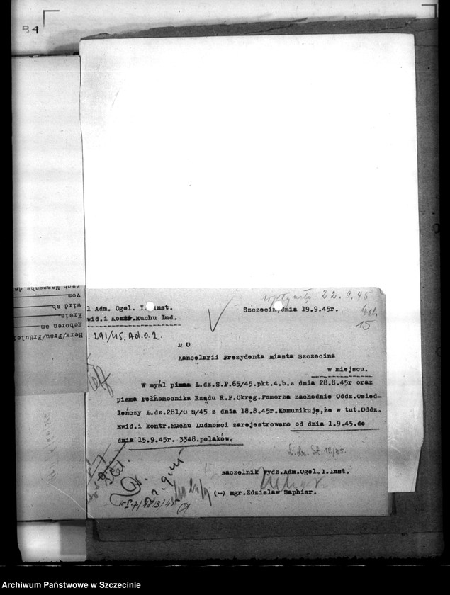 image.from.unit.number "Statystyka ruchu ludności w Szczecinie za rok 1946"