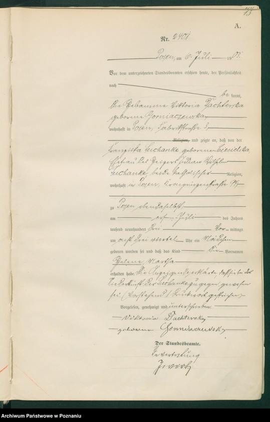 Obraz 13 z jednostki "Księga urodzeń tom V"