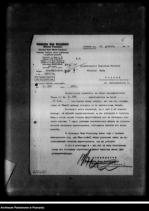 Obraz 9 z jednostki "Korespondencja w sprawach finansowych"