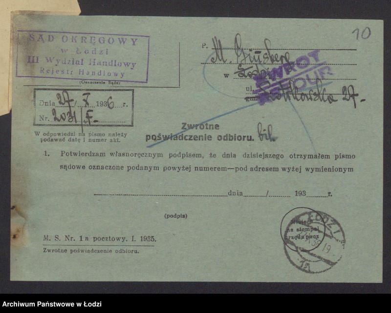 Obraz 12 z jednostki "Mozes Grinsberg - sprzedaż towarów manufakturowych"