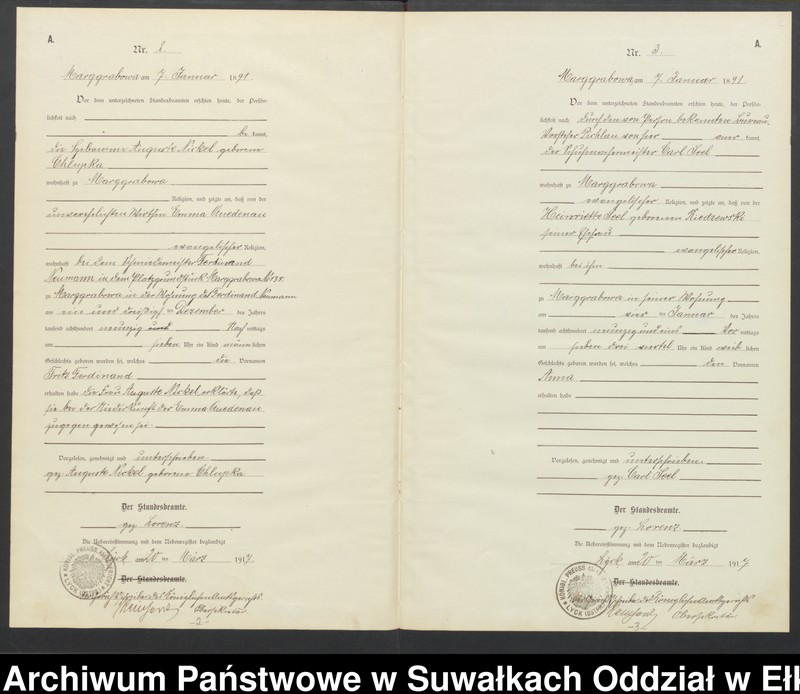 image.from.unit.number "A1.Geburts-Register [Haupt-Register] Standesamt Stadtgemeinde Marggrabowa No.1 bis 144"