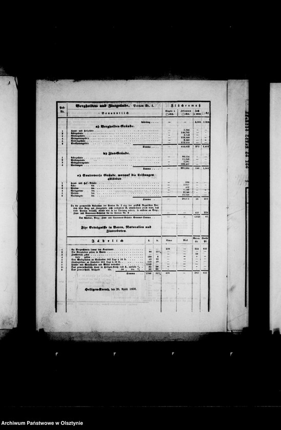 image.from.unit.number "Verzeichniss der Areal- extension der Henriette Schlippenbach- Sermageschen Güter "Heiligen- Kreutz" in Kroatien mit den jährlichen fixen Erträgen"