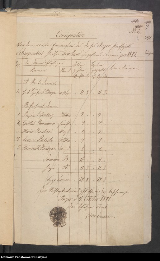 image.from.unit.number "Dezems-Consignation, verschiedene Kirchen Gefälle und Beläge"