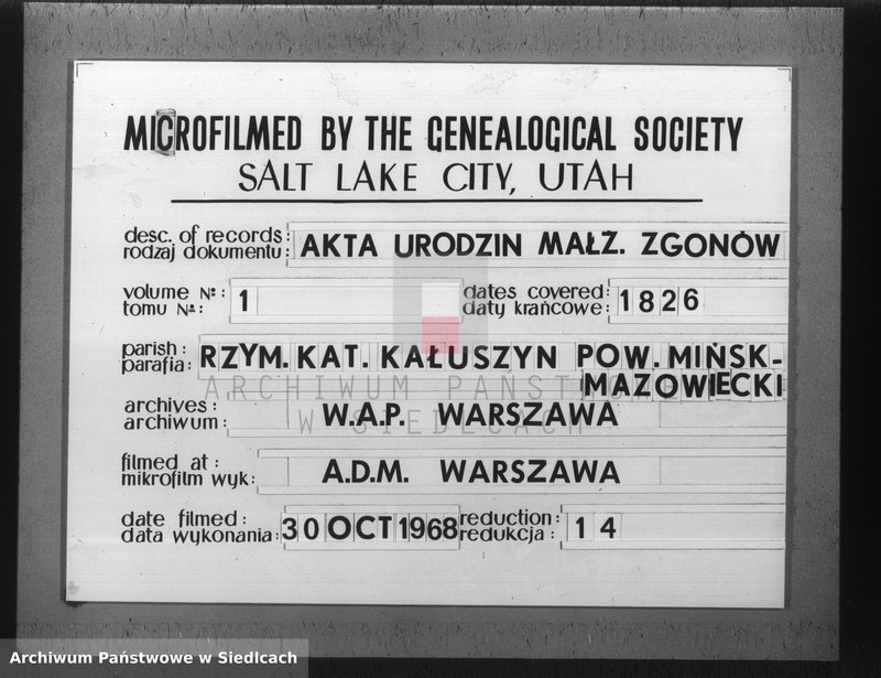 image.from.team "Akta stanu cywilnego parafii rzymskokatolickiej w Kałuszynie powiat Mińsk Mazowiecki"