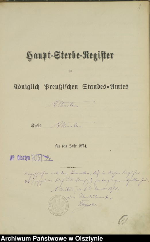 image.from.unit.number "Haupt-Sterbe-Register Nr 1 - 45"