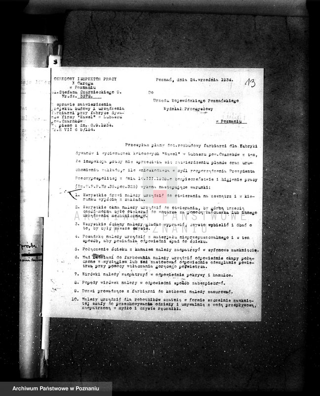 Obraz 17 z jednostki "Zatwierdzenie zakładu przemysłowego /farbiarni/ Stanisława Kluza w Lubaszu pow. Czarnków"