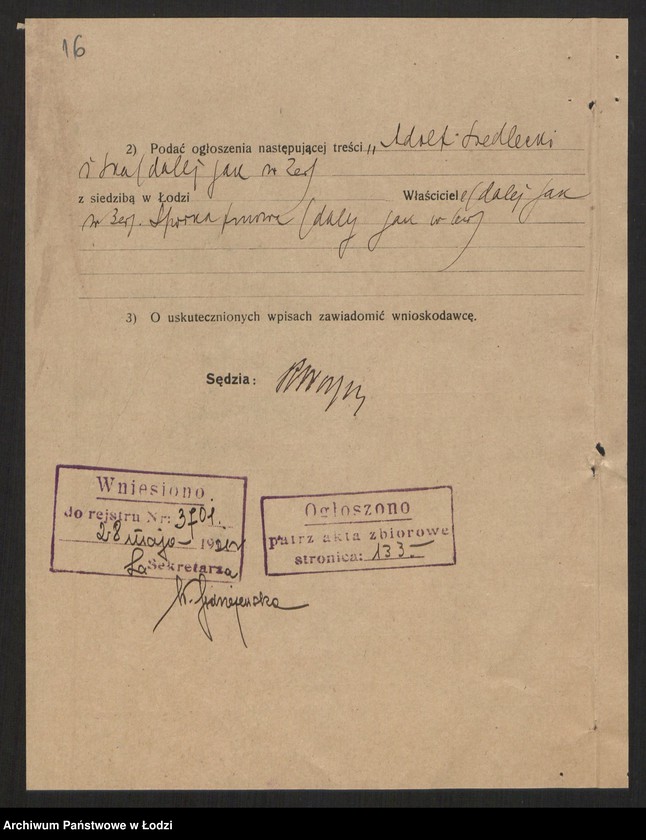 Obraz 18 z jednostki "Adolf Siedlecki, Robert Mader - Adolf Siedlecki i S-ka- prowadzenie tkalni zarobkowej"