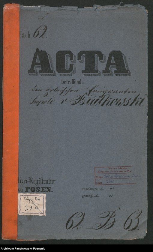 Obraz 2 z jednostki "A. betr. den polnischen Emigranten Leopold von Białkowski"