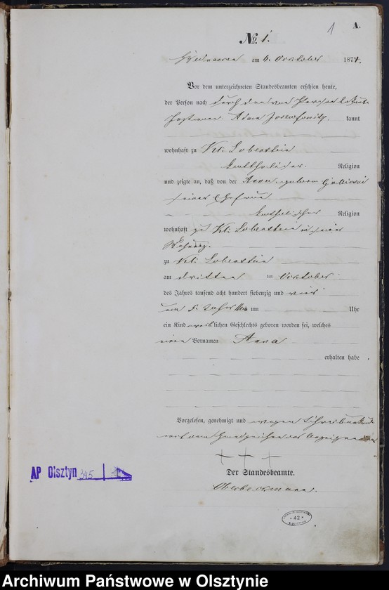 image.from.unit.number "Geburts-Haupt-Register Nr 1 - 45"