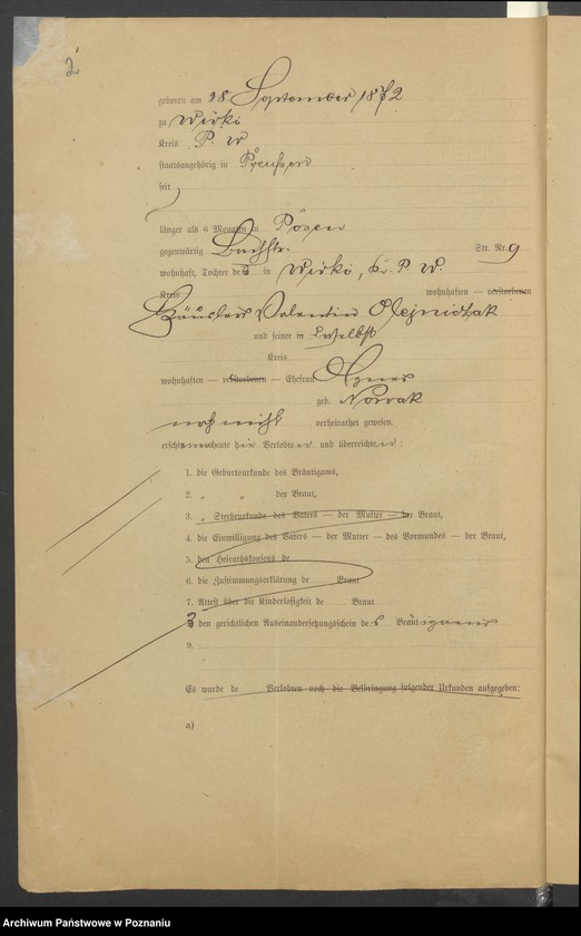 Obraz 4 z jednostki "Die von den Verlobten beigebrachten Urkunden zur Eheschliessung pro 1901. Vol VI"