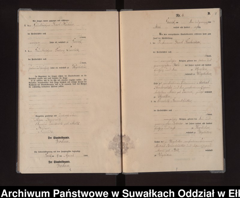 image.from.unit.number "Heiraths-Neben-Register des Königlich Preussischen Standes-Amtes Gneist Kreis Loetzen"