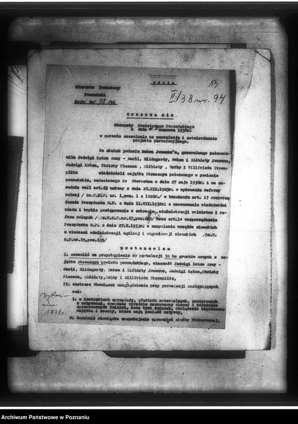 Obraz 17 z jednostki "Przymusowy wykup majątku Strzeszyn powiatu poznańskiego na cele parcelacyjne"