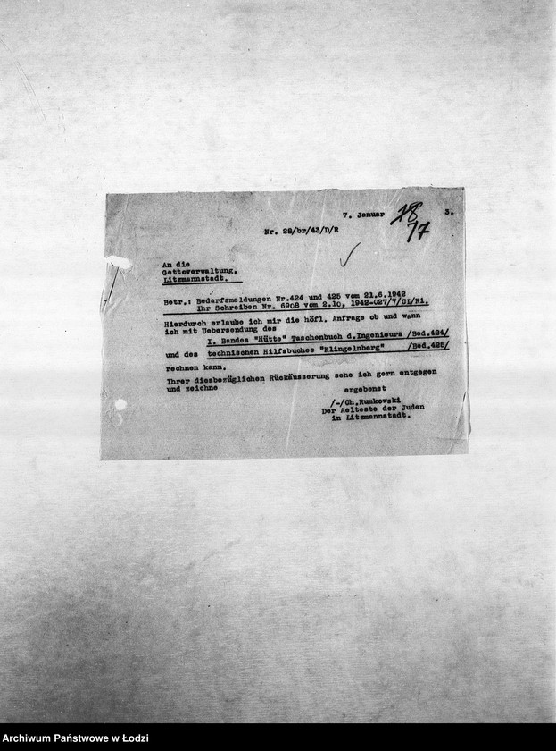 Obraz 20 z jednostki "Metall-Abteilung [Produkcja i zapotrzebowanie materiałów dla resortu pracy]"