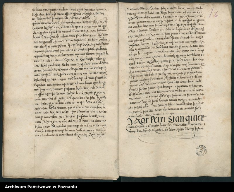 Obraz 18 z jednostki "Liber actorum civilium Posnaniensium incipitur ab feria tertia ante festum s.Mathei evangeliste anni domini 1554 usque ad annum 1556 ... sub B.W. notario."