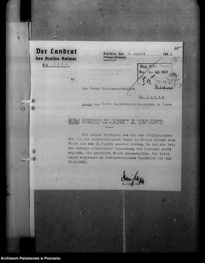 Obraz 19 z jednostki "Ortsnamenänderung Kreis Kolmar - Chodzież"