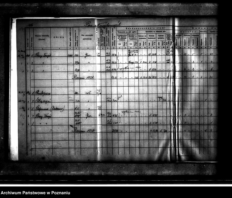 Obraz 17 z jednostki "Wykaz rozdysponowania ziemi na cele parcelacyjne powiatu nowotomyskiego"
