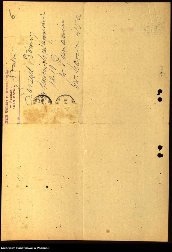 Obraz 9 z jednostki "Współdziałanie Zarządu Głównego Związku Powstańców Wielkopolskich z kołami: 1. Gdańsk. 2. Gdynia [1946-1948] 3. Gębice [1947] 4. Gniewkowo [1946] 5. Gniezno [1947] 6. Gorzów [1946-1947] 7. Grodzisk [1949] 8. Grudziądz [1947]"