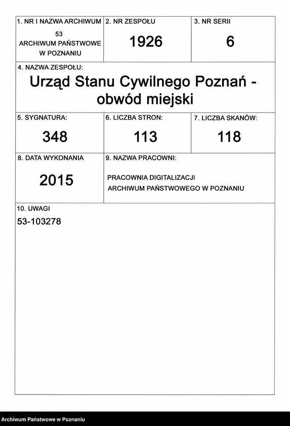 Obraz 1 z jednostki "Spis alfabetyczny zgonów"