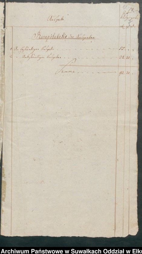 image.from.unit.number "Schul Cassen Rechnung der Schwentainenschen Kirchspiels von Trinitatis 1799 bis dahin 1800"