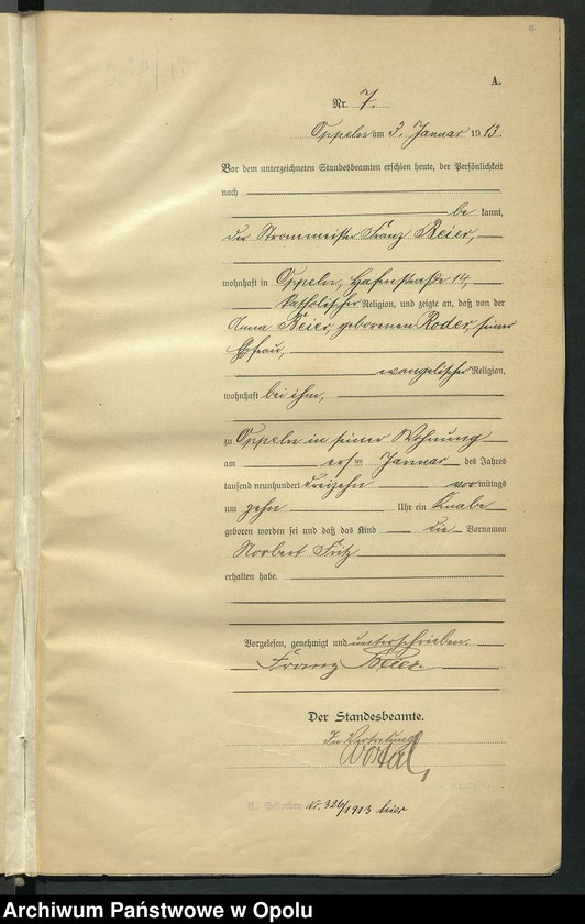 image.from.unit.number "Urząd Stanu Cywilnego Opole Księga Urodzeń Rok 1913 1-539"