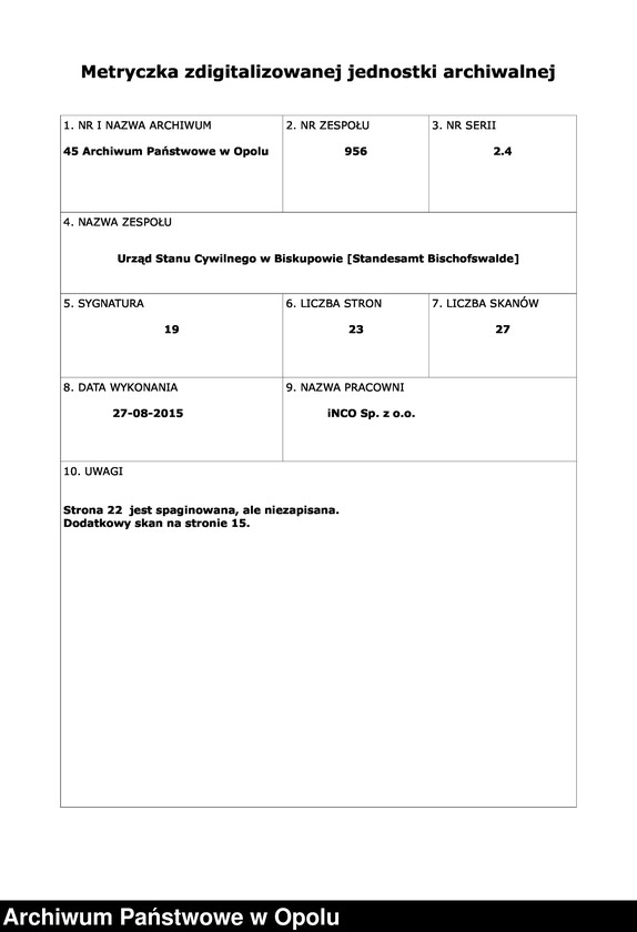Obraz 2 z jednostki "Heiraths-Haupt-Register des Standsamts Bischofswalde pro 1900"