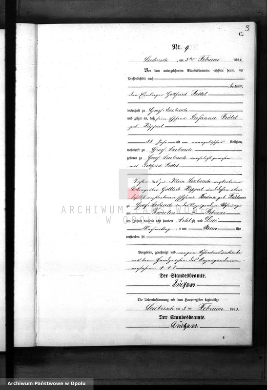 image.from.unit.number "Sterbe-Neben-Register Standes-Amt Leubusch 1883"