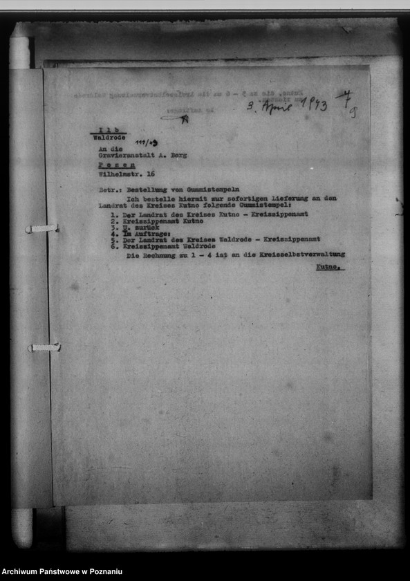 Obraz 13 z jednostki "[Korespondencja w sprawach organizacyjnych, sprawozdanie z działalności], Kreissippenamt Waldrode [Gostynin, województwo warszawskie]"