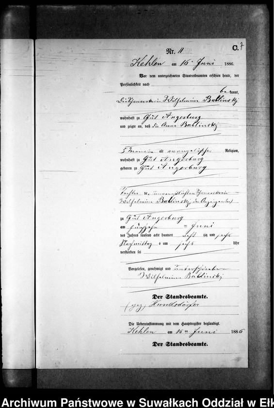 image.from.unit.number "Sterbe-Neben-Register des Preussischen Standes-Amtes Kehlen Kreis Angerburg"