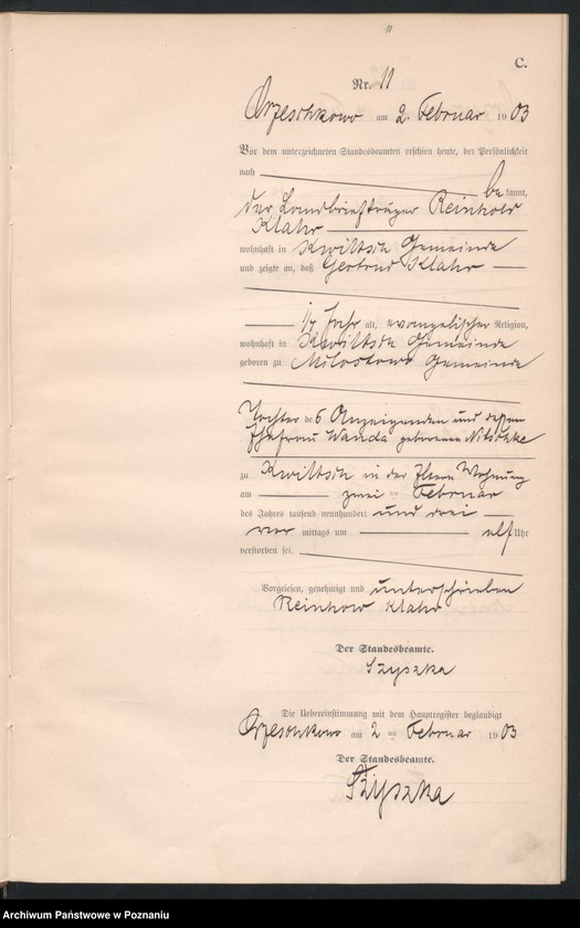 Obraz 14 z jednostki "Sterbe-Neben-Register"