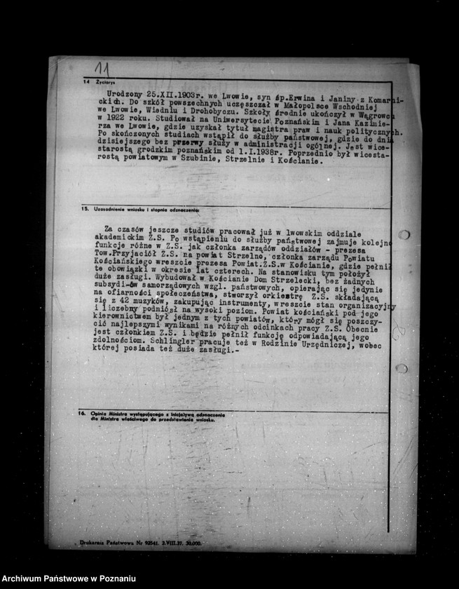 Obraz 16 z jednostki "/Wnioski o odznaczenie ,,Krzyżem Zasługi/"