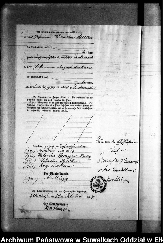 image.from.unit.number "Heiraths-Neben-Register des Preussischen Standes-Amtes Gr. Strengeln Kreis Angerburg"