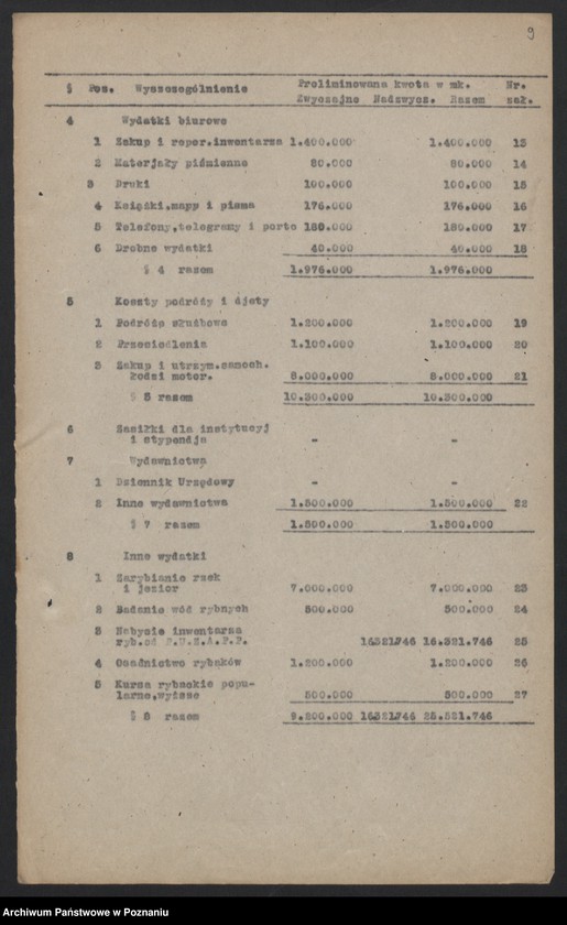 Obraz 11 z jednostki "[Zarząd Rybołówstwa] - sprawy budżetowe"