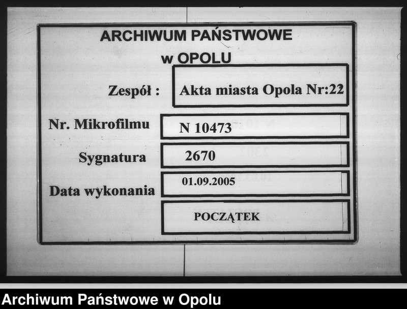 Obraz 1 z jednostki "Acta des Magistrats zu Oppeln betreffend die Verbesserung des Armenwesens anno 1846"