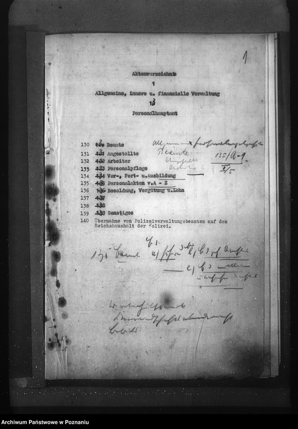 Obraz 5 z jednostki "Aktenverzeichnis- Personalhauptamt"