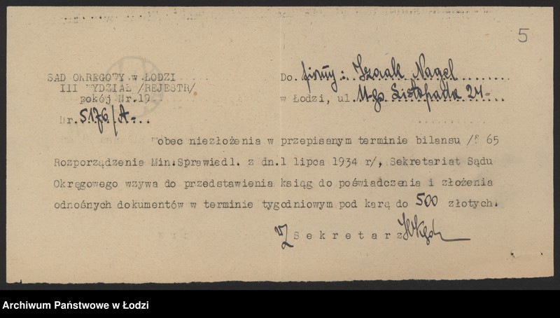 Obraz 7 z jednostki "Izaak Nagel – sprzedaż pończoch"