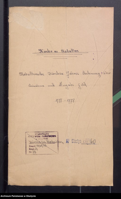 image.from.unit.number "Kobultische Kirchen Jahres Rechnung über Einnahme und Ausgabe Geld"