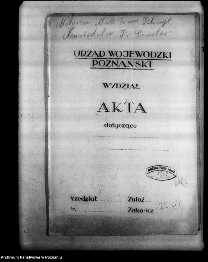 Obraz 4 z jednostki "Zatwierdzenie projektu zmiany zakładu przemysłowego /młyna motorowego/ w Dusznikach powiat szamotulski"