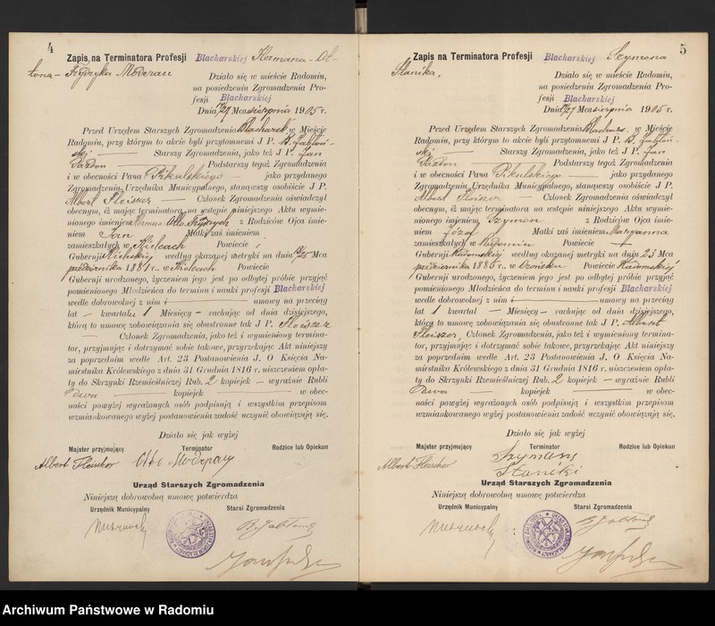 image.from.unit.number "[Księga zapisów na terminatora, czeladnika i majstra profesji blacharskiej]"