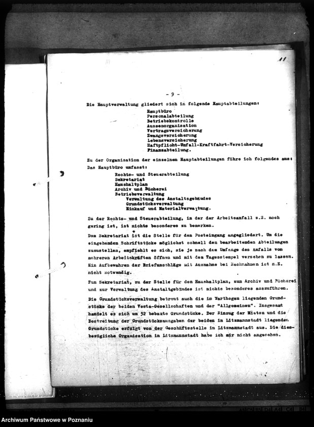 Obraz 14 z jednostki "Kontrola organizacji i działalności poznańskiej ubezpieczalni ogniowej i ubezpieczalni na życie"