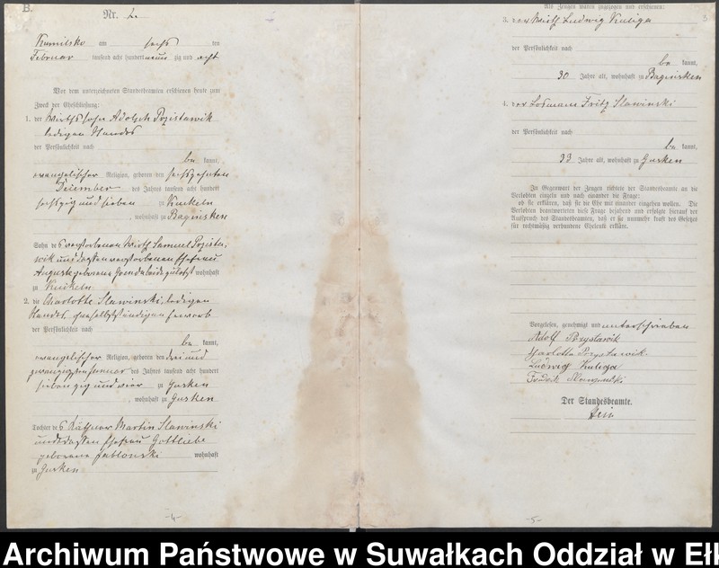 image.from.unit.number "Heiraths-Haupt-Register des Königlichen Preussischen Standes-Amtes Kumilsko Kreis Johannisburg"