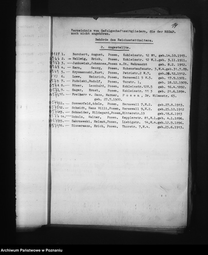 Obraz 18 z jednostki "Überprüfung und Erfassung der Angestelten. Polnische Angestellten des Reichsarchivs und im Referat der Statistik"