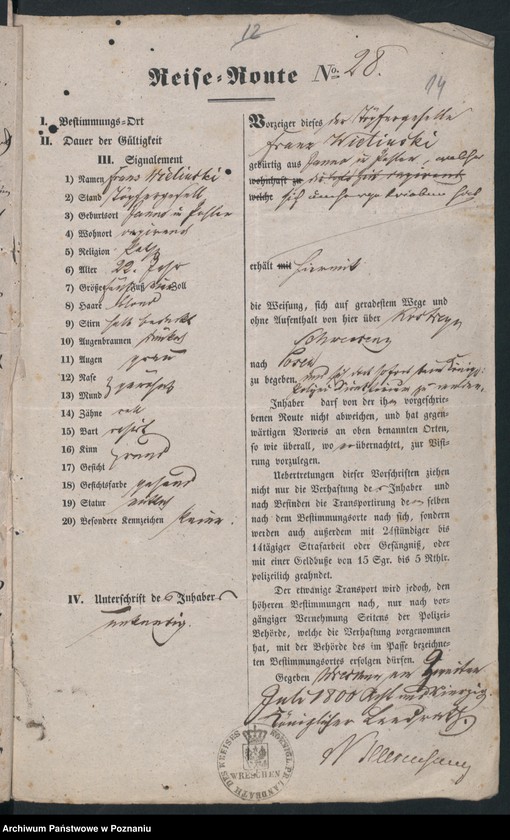 Obraz 17 z jednostki "A. betr. die Auskunft über Ausländer Litt. W."