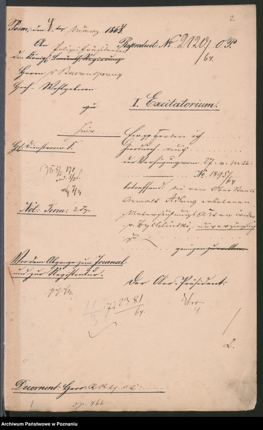 Obraz 7 z jednostki "Die Organisation einer Verschwörung unter der polnischen Bevölkerung der Provinz Posen /Poznań/ im Anschluss an die Insurrektion im Königreiche Polen."