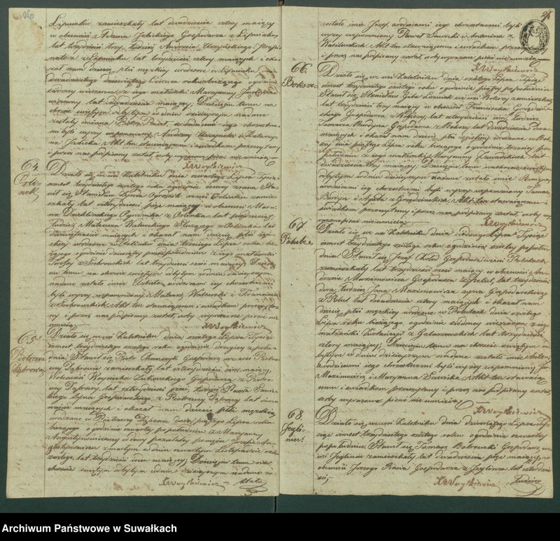 Obraz 16 z jednostki "Duplikat Aktów Urodzonych, Zaślubionych i Umarłych Parafii Kaletnickiey z Roku 1836"