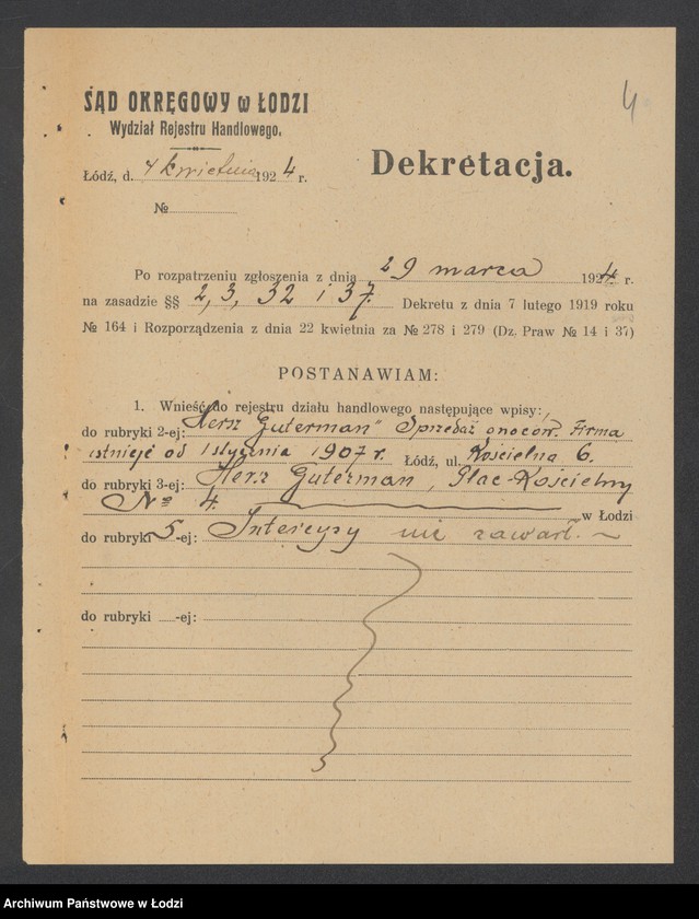 Obraz 6 z jednostki "Hersz Guterman- sprzedaż owoców"