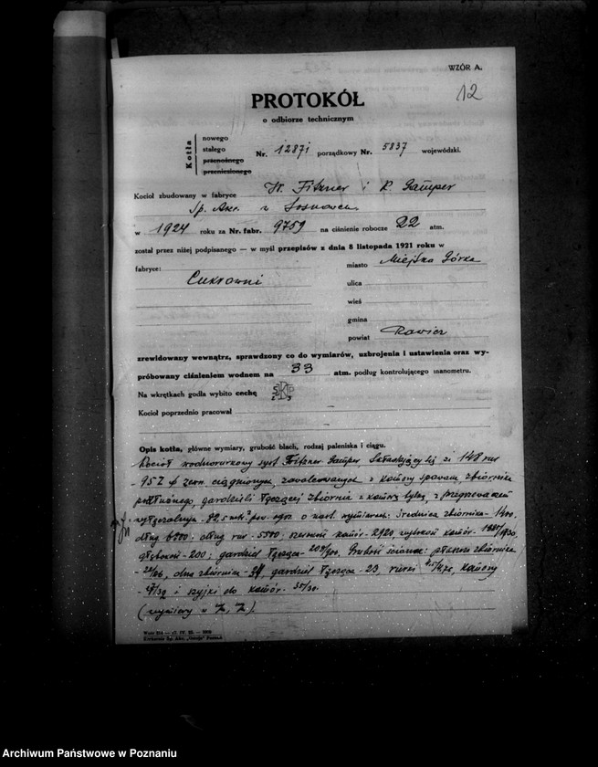 image.from.unit.number "Cukrownia w Miejskiej Górce powiat rawicki nr woj. kotła 5837"