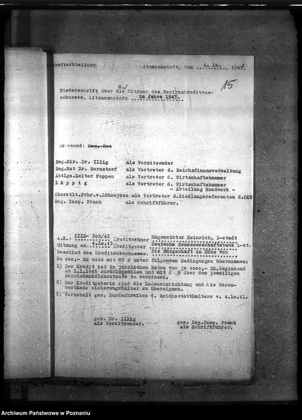 Obraz 19 z jednostki "Sitzungen des Bezirkskreditausschusses - Litzmannstadt (Łódź)"